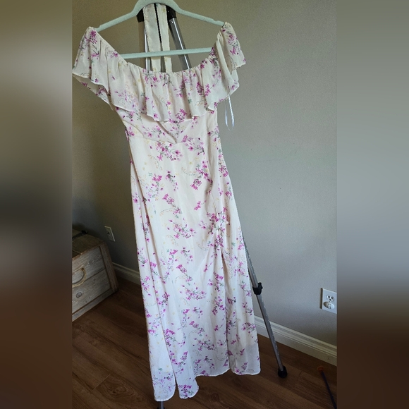 #3 Lulu's Pink Ruffled Off-Shoulder Sundress - Picture 7 of 8